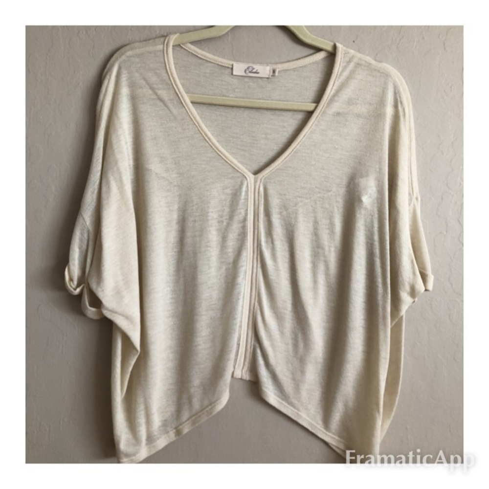 Elodie sheer split neck cropped knit top S